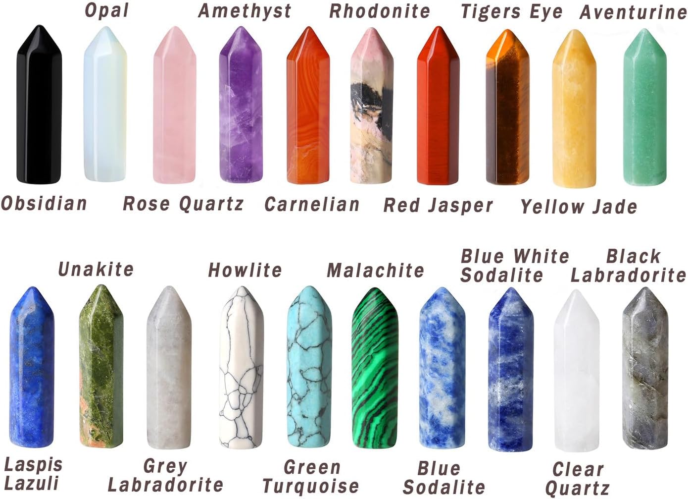 20 Pcs Healing Crystals Set Crystals Gemstones Wands